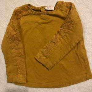 Zara mustard lace baby girls top